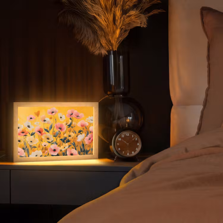 Bloemen - Veld - Geel Light Box met kabel (Tafellamp) klein -sfeer1
