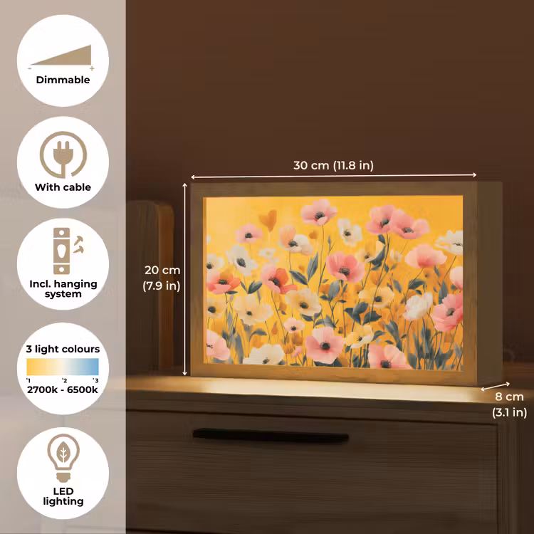 Bloemen - Veld - Geel Light Box met kabel (Tafellamp) klein -USP_EN
