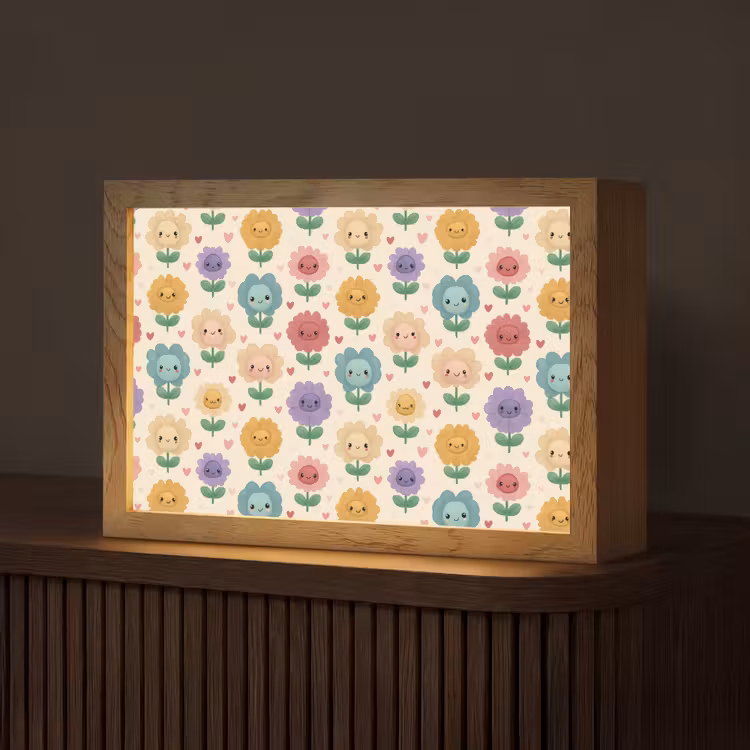 Bloemen - Hartjes - Kleurrijk Light Box met kabel (Tafellamp) klein 924 -z3d_website