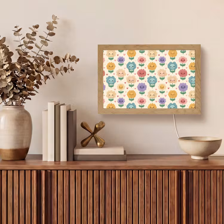 Bloemen - Hartjes - Kleurrijk Light Box met kabel (Tafellamp) klein 924 -sfeer2