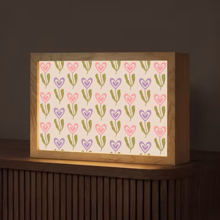 Bloemen - Hartjes - Patroon Light Box met kabel (Tafellamp) klein 924 -z3d_website