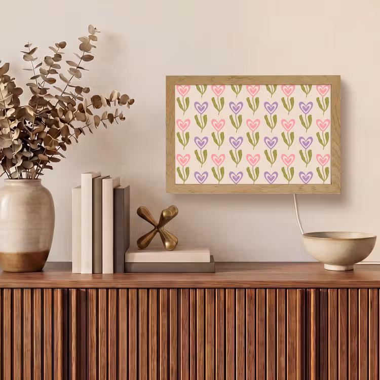 Bloemen - Hartjes - Patroon Light Box met kabel (Tafellamp) klein 924 -sfeer2