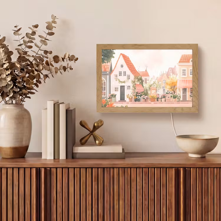 Bloemen - Huizen - Dorp Light Box met kabel (Tafellamp) klein -sfeer2