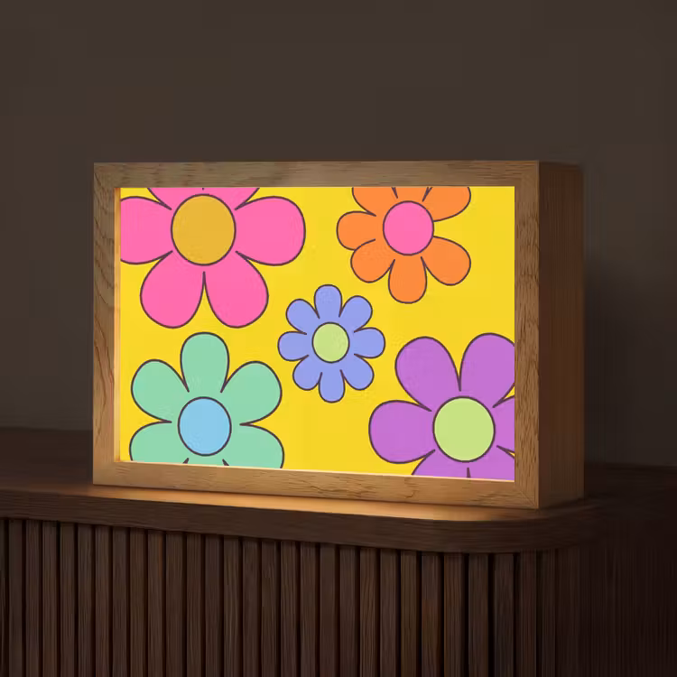 Bloemen - Illustratie - Kleurrijk Light Box met kabel (Tafellamp) klein -z3d_website