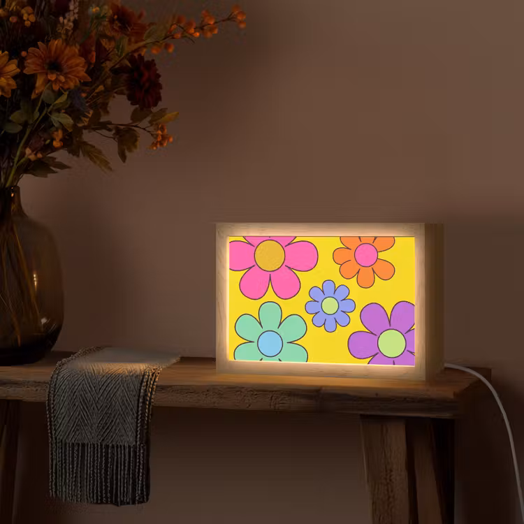 Bloemen - Illustratie - Kleurrijk Light Box met kabel (Tafellamp) klein -sfeer4