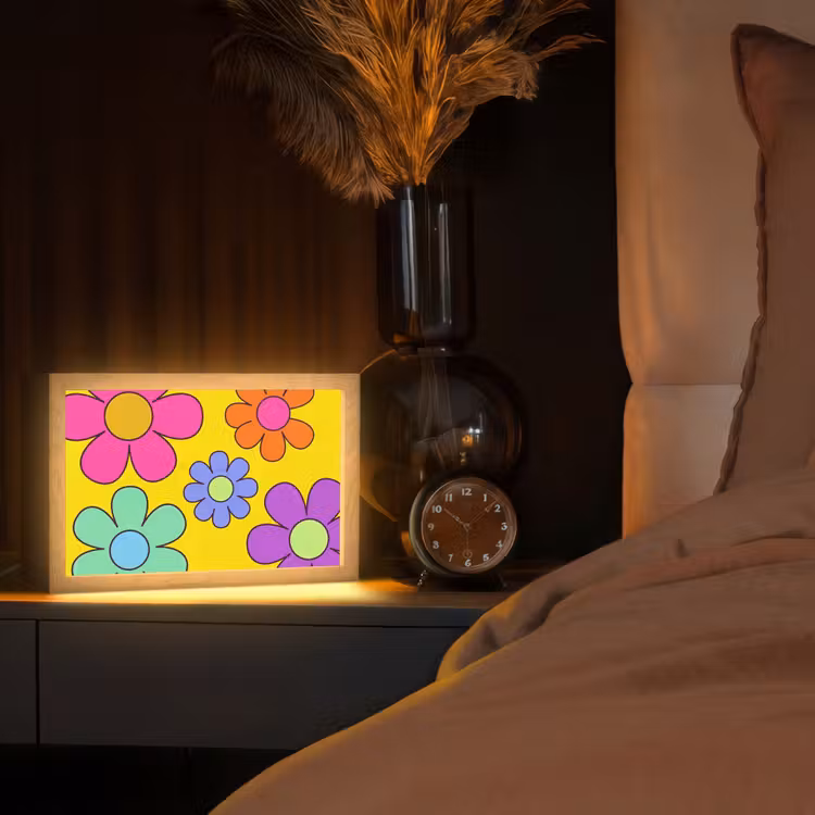 Bloemen - Illustratie - Kleurrijk Light Box met kabel (Tafellamp) klein -sfeer1