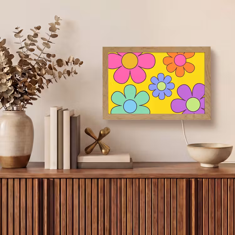 Bloemen - Illustratie - Kleurrijk Light Box met kabel (Tafellamp) klein -sfeer2