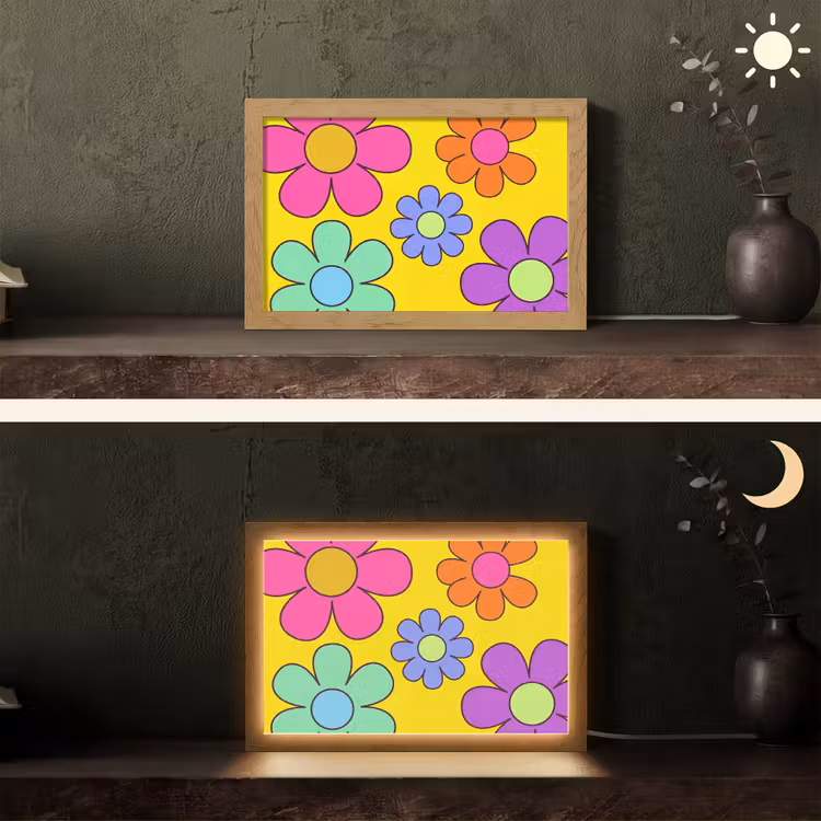 Bloemen - Illustratie - Kleurrijk Light Box met kabel (Tafellamp) klein -sfeer3