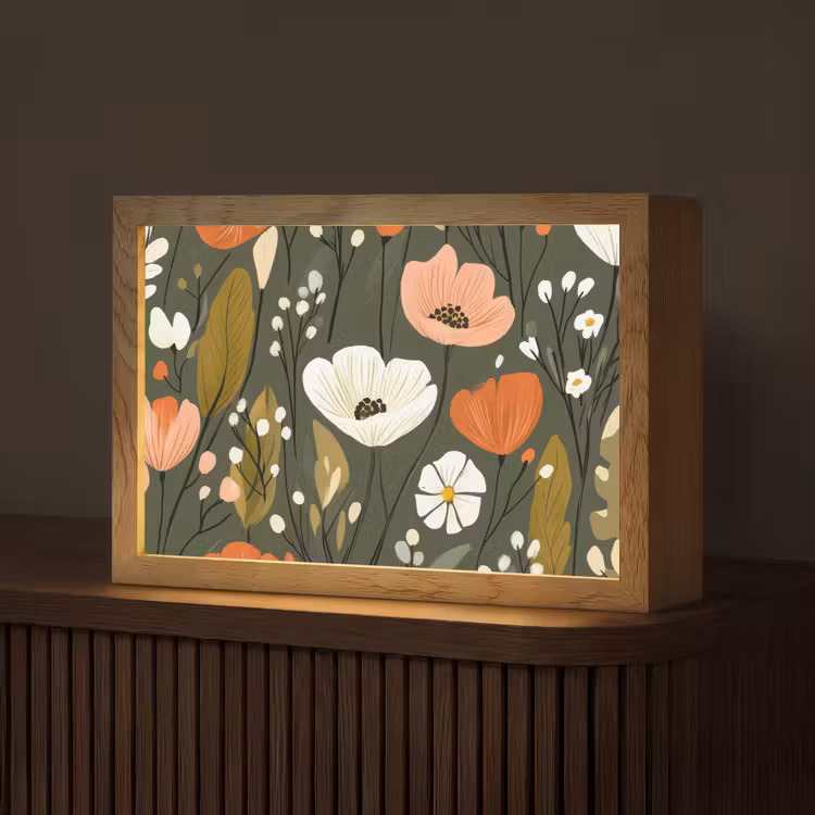 Bloemen - Illustratie - Groen Light Box met kabel (Tafellamp) klein -z3d_website