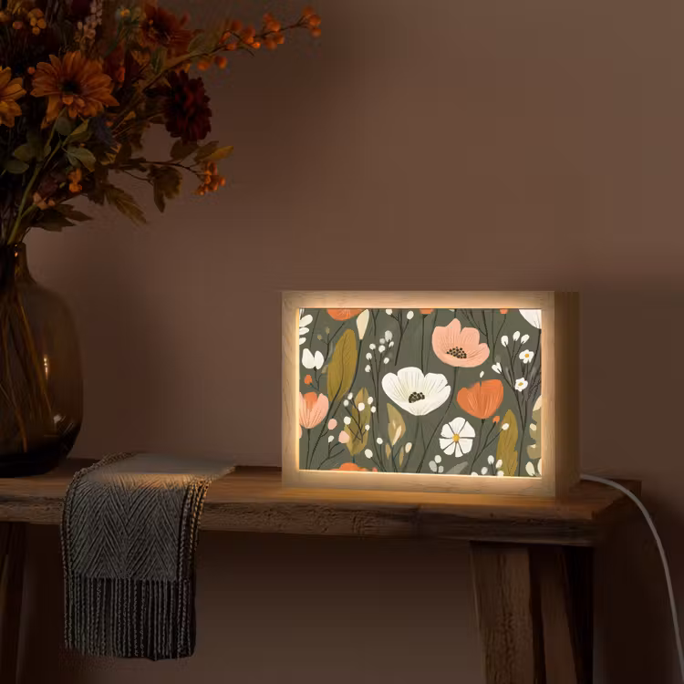 Bloemen - Illustratie - Groen Light Box met kabel (Tafellamp) klein -sfeer4