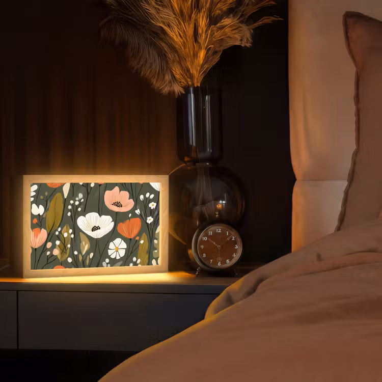 Bloemen - Illustratie - Groen Light Box met kabel (Tafellamp) klein -sfeer1