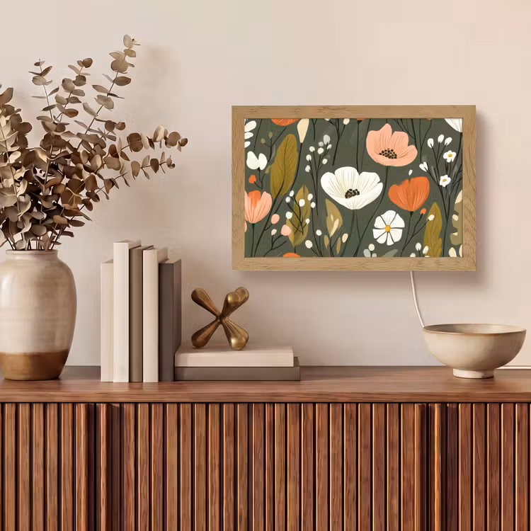 Bloemen - Illustratie - Groen Light Box met kabel (Tafellamp) klein -sfeer2