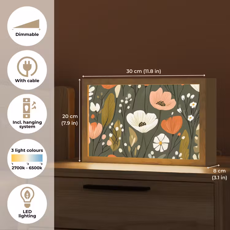 Bloemen - Illustratie - Groen Light Box met kabel (Tafellamp) klein -USP_EN