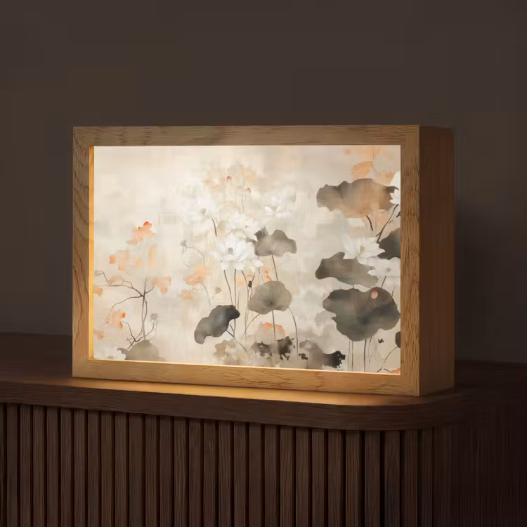 Bloemen - Japandi - Wabi sabi Light Box met kabel (Tafellamp) klein -z3d_website