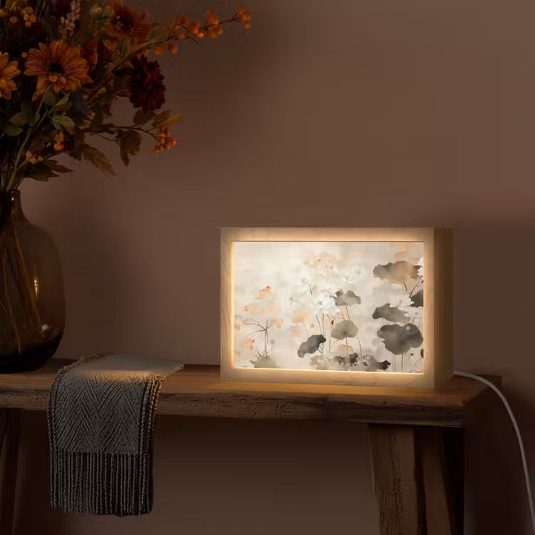 Bloemen - Japandi - Wabi sabi Light Box met kabel (Tafellamp) klein -sfeer4