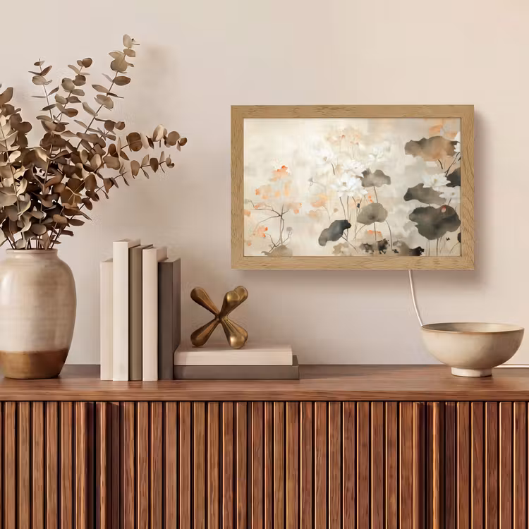 Bloemen - Japandi - Wabi sabi Light Box met kabel (Tafellamp) klein -sfeer2