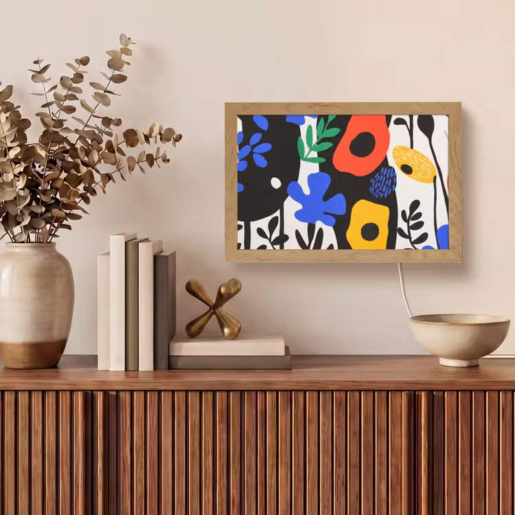 Bloemen - Bladeren - Abstract - Zwart Light Box met kabel (Tafellamp) klein -sfeer2