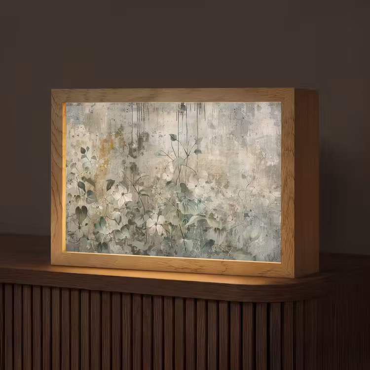 Bloemen - Bladeren - Abstract - Modern Light Box met kabel (Tafellamp) klein -z3d_website