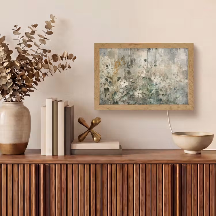 Bloemen - Bladeren - Abstract - Modern Light Box met kabel (Tafellamp) klein -sfeer2