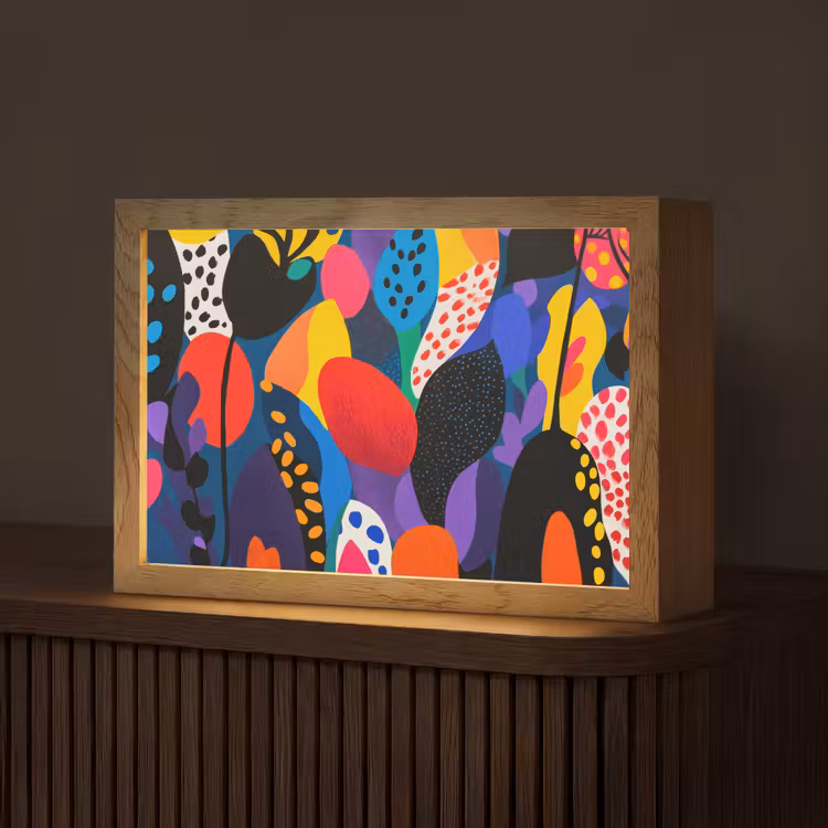 Bloemen - Bladeren - Abstract - Rood Light Box met kabel (Tafellamp) klein -z3d_website
