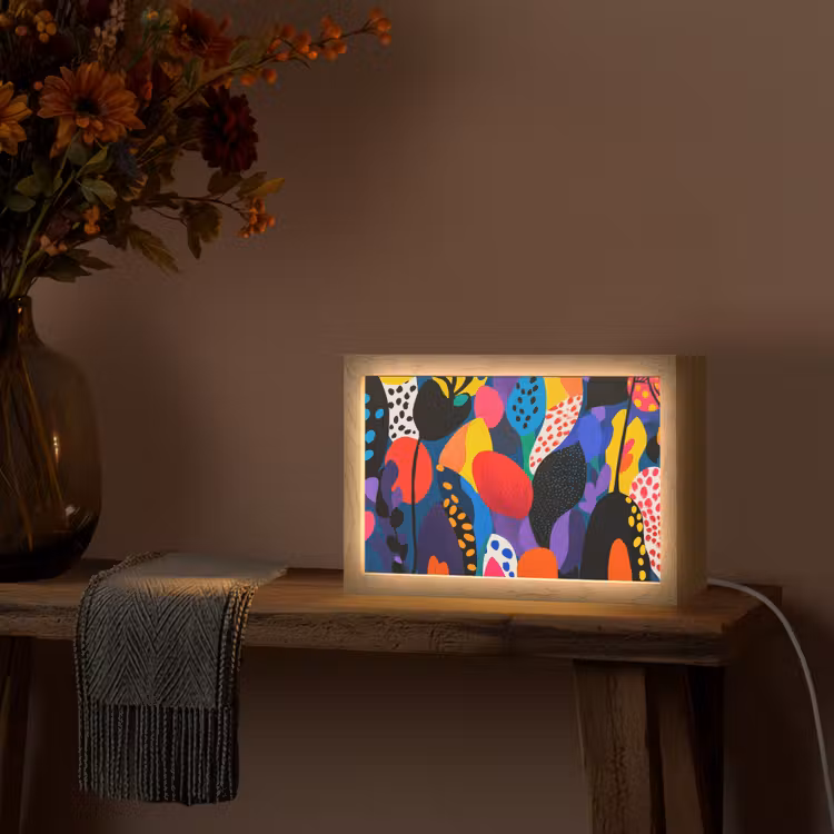 Bloemen - Bladeren - Abstract - Rood Light Box met kabel (Tafellamp) klein -sfeer4