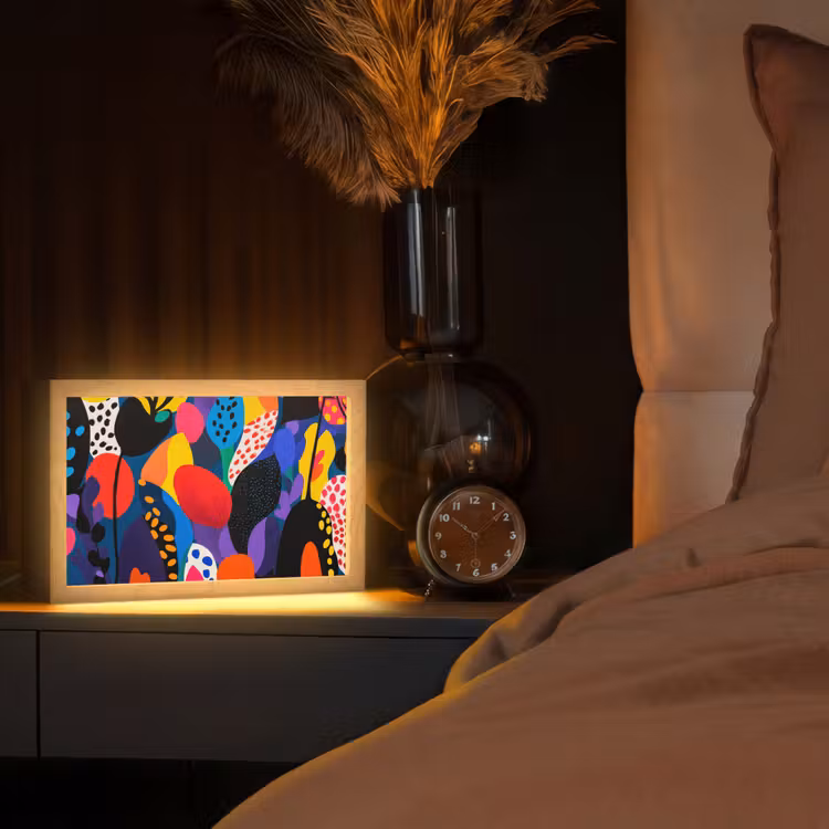 Bloemen - Bladeren - Abstract - Rood Light Box met kabel (Tafellamp) klein -sfeer1