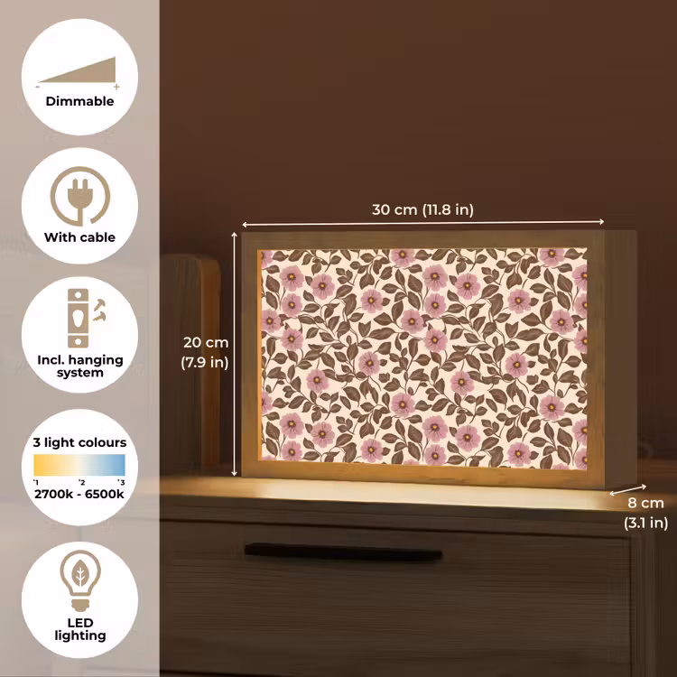 Bloemen - Bladeren - Kleurrijk Light Box met kabel (Tafellamp) klein 924 -USP_EN