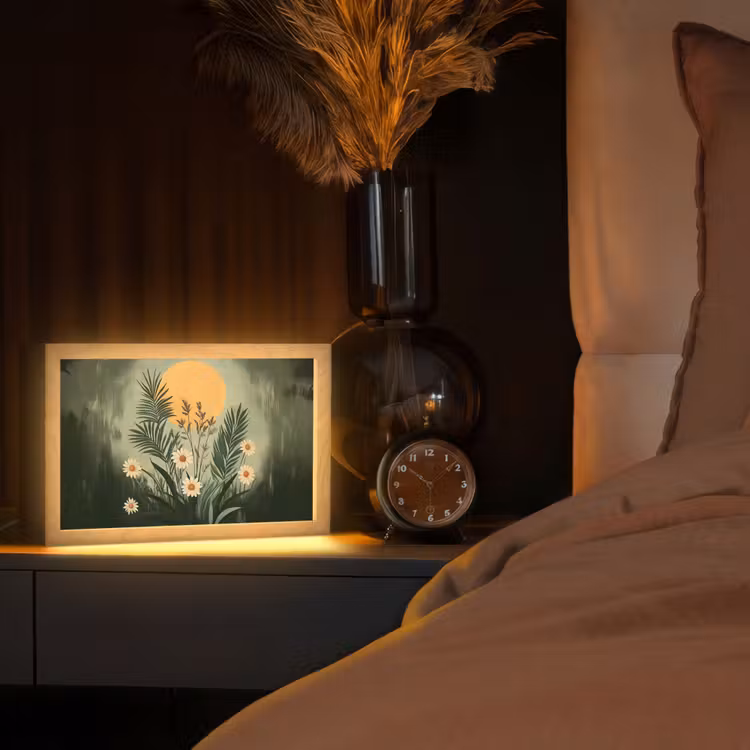 Bloemen - Bladeren - Zon - Groen Light Box met kabel (Tafellamp) klein -sfeer1