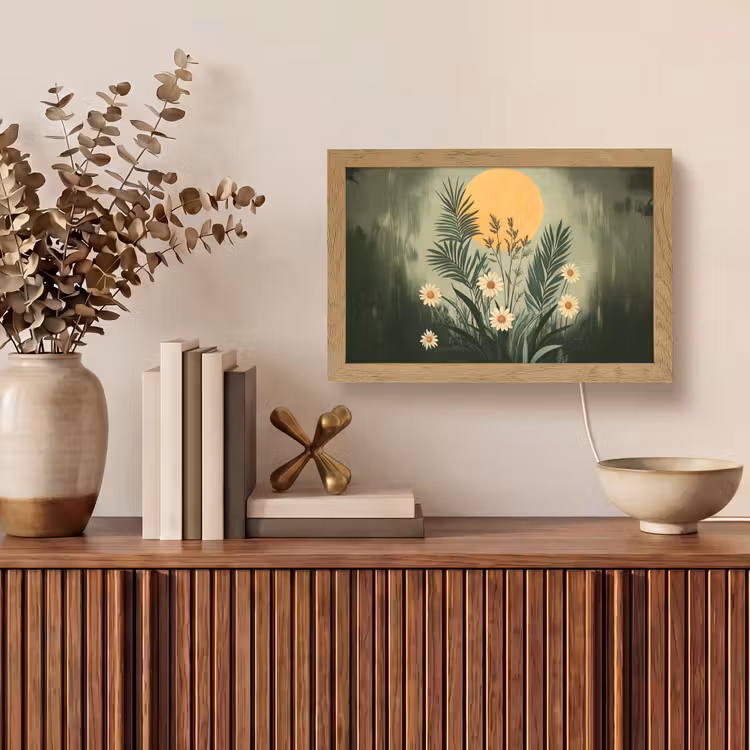Bloemen - Bladeren - Zon - Groen Light Box met kabel (Tafellamp) klein -sfeer2