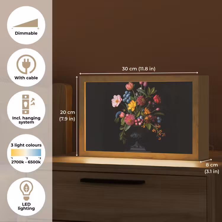 Bloemen - Vrolijk - Vaas Light Box met kabel (Tafellamp) klein -USP_EN