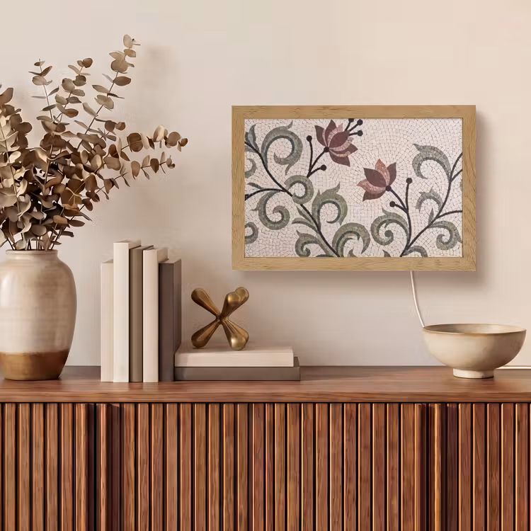 Bloemen - Mozaïek - Patroon - Abstract - Groen Light Box met kabel (Tafellamp) klein -sfeer2