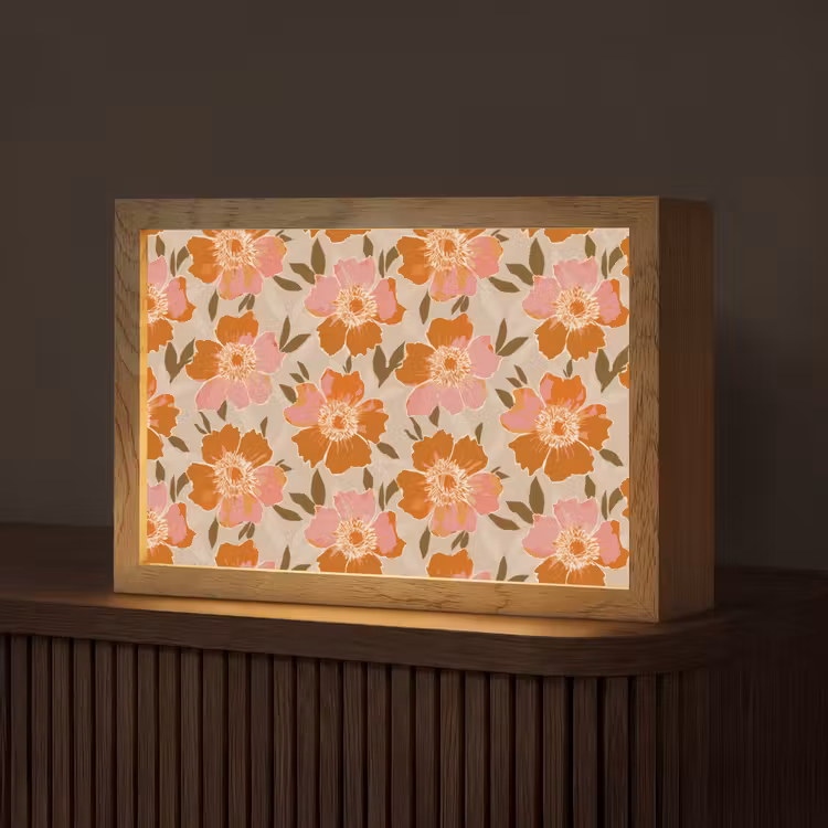 Bloemen - Motief - Retro Light Box met kabel (Tafellamp) klein 924 -z3d_website