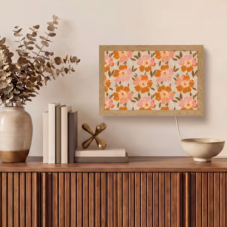 Bloemen - Motief - Retro Light Box met kabel (Tafellamp) klein 924 -sfeer2