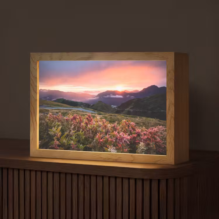 Bloemen - Bergen - Landschap - Nacht - Lucht - Roze Light Box met kabel (Tafellamp) klein -z3d_website