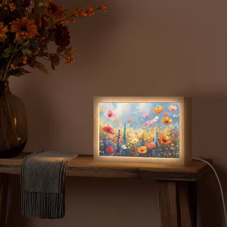 Bloemen - Natuur - Botanisch - Kunst Light Box met kabel (Tafellamp) klein -sfeer4