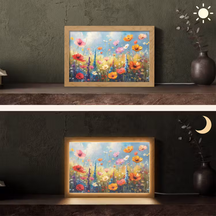 Bloemen - Natuur - Botanisch - Kunst Light Box met kabel (Tafellamp) klein -sfeer3