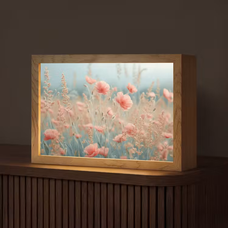 Bloemen - Natuur - Klaprozen - Bloemenveld Light Box met kabel (Tafellamp) klein -z3d_website