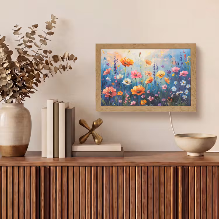 Bloemen - Natuur - Waterverf - Kunst Light Box met kabel (Tafellamp) klein -sfeer2