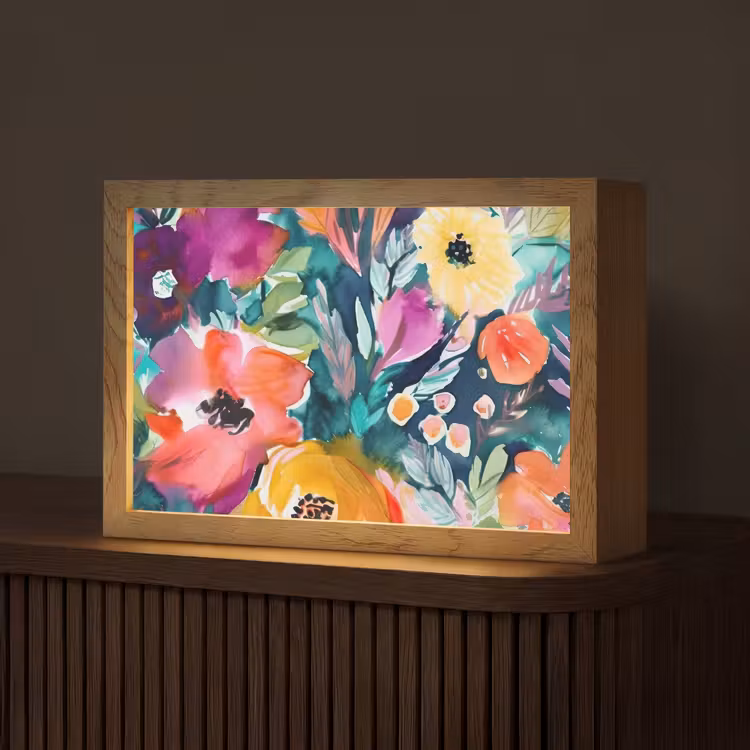 Bloemen - Olieverf - Kunst - Natuur Light Box met kabel (Tafellamp) klein -z3d_website
