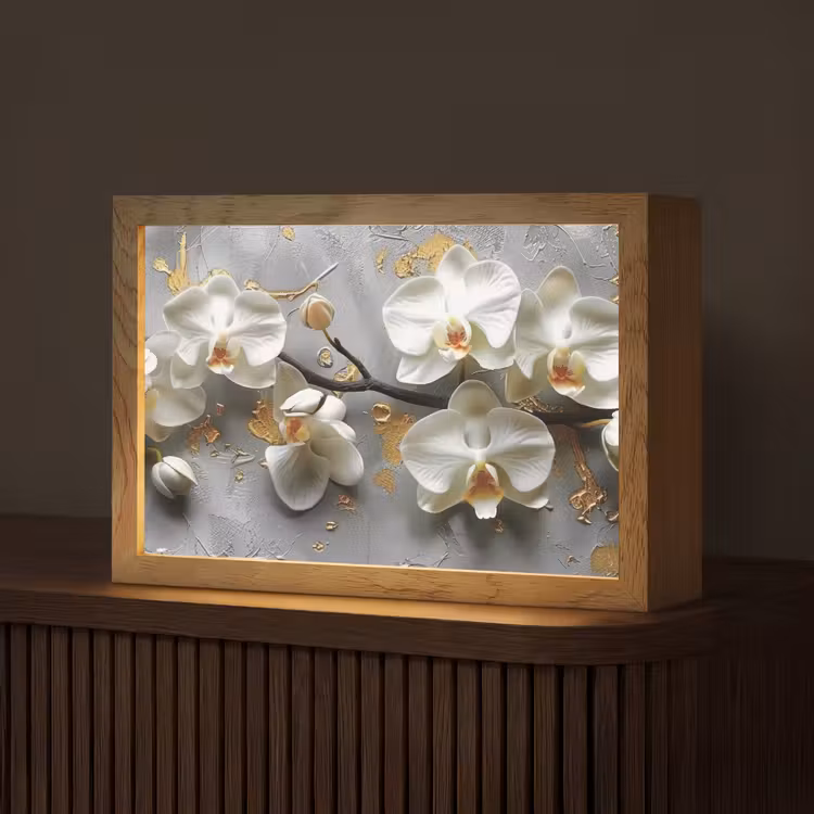 Bloemen - Orchidee - Abstract - Modern Light Box met kabel (Tafellamp) klein -z3d_website
