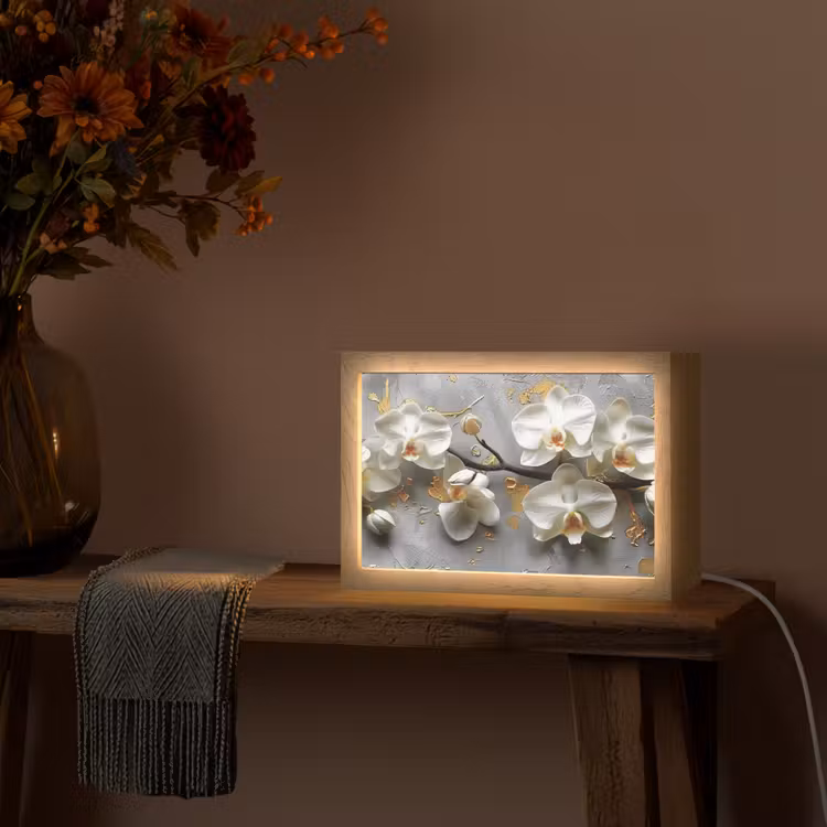 Bloemen - Orchidee - Abstract - Modern Light Box met kabel (Tafellamp) klein -sfeer4