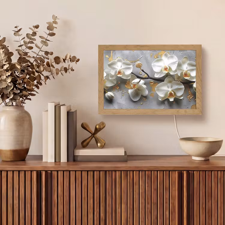 Bloemen - Orchidee - Abstract - Modern Light Box met kabel (Tafellamp) klein -sfeer2