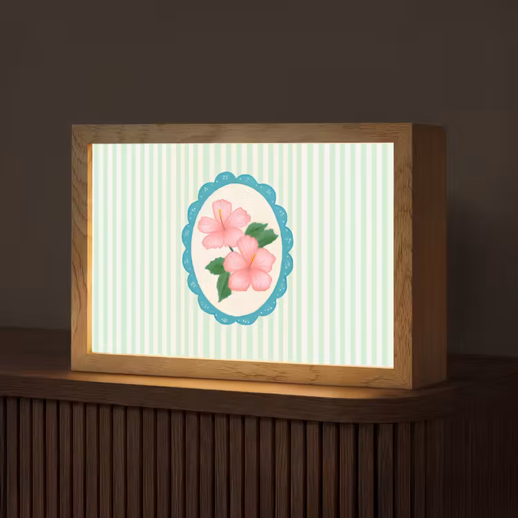 Bloemen - Ovaal - Strepen - Groen Light Box met kabel (Tafellamp) klein -z3d_website