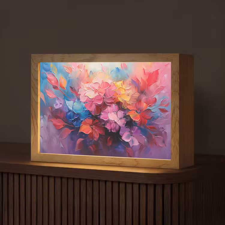 Bloemen - Verf - Abstract - Kleurrijk Light Box met kabel (Tafellamp) klein -z3d_website