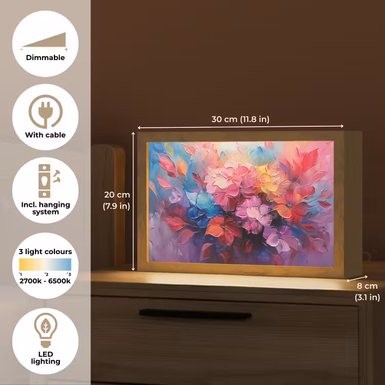 Bloemen - Verf - Abstract - Kleurrijk Light Box met kabel (Tafellamp) klein -USP_EN