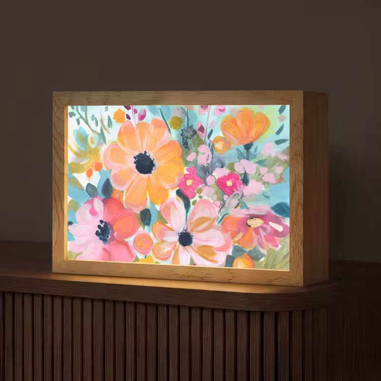 Bloemen - Schilderij - Natuur - Botanisch Light Box met kabel (Tafellamp) klein -z3d_website