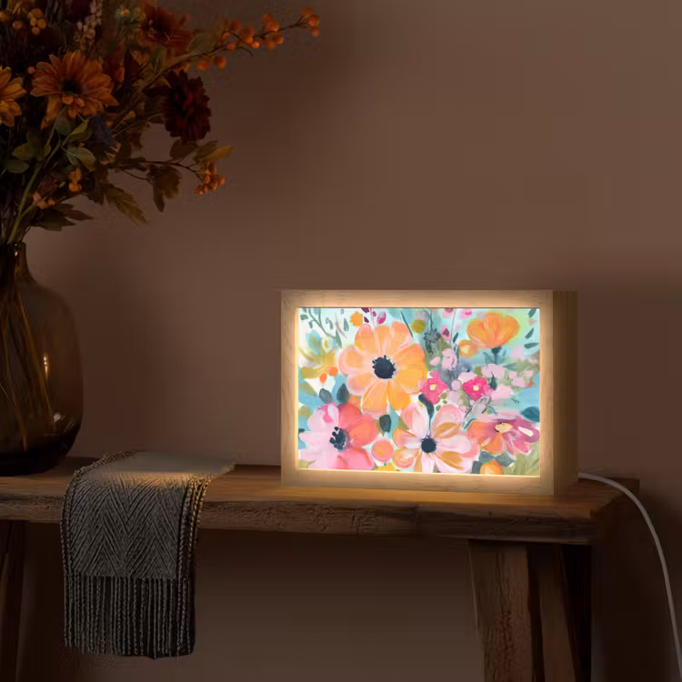 Bloemen - Schilderij - Natuur - Botanisch Light Box met kabel (Tafellamp) klein -sfeer4