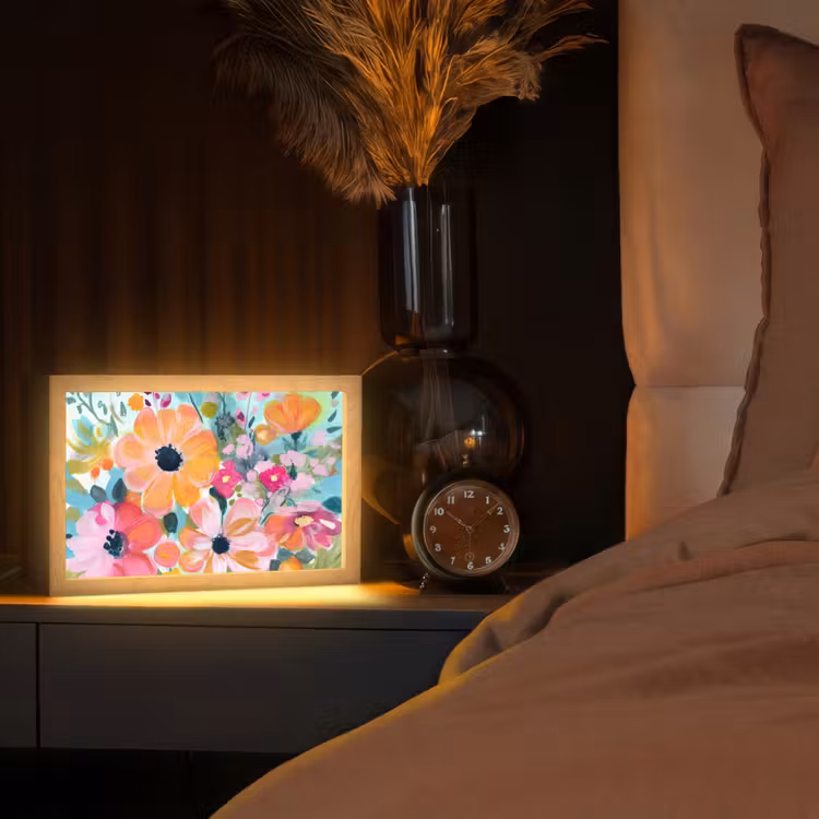 Bloemen - Schilderij - Natuur - Botanisch Light Box met kabel (Tafellamp) klein -sfeer1