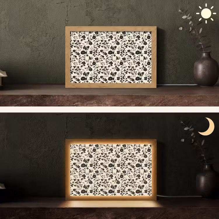 Bloemen - Dessin - Zwart Light Box met kabel (Tafellamp) klein 924 -sfeer3