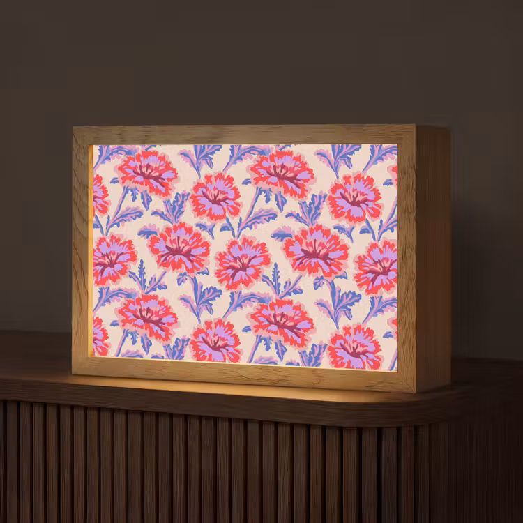 Bloemen - Patroon - Meerkleurig Light Box met kabel (Tafellamp) klein 924 -z3d_website